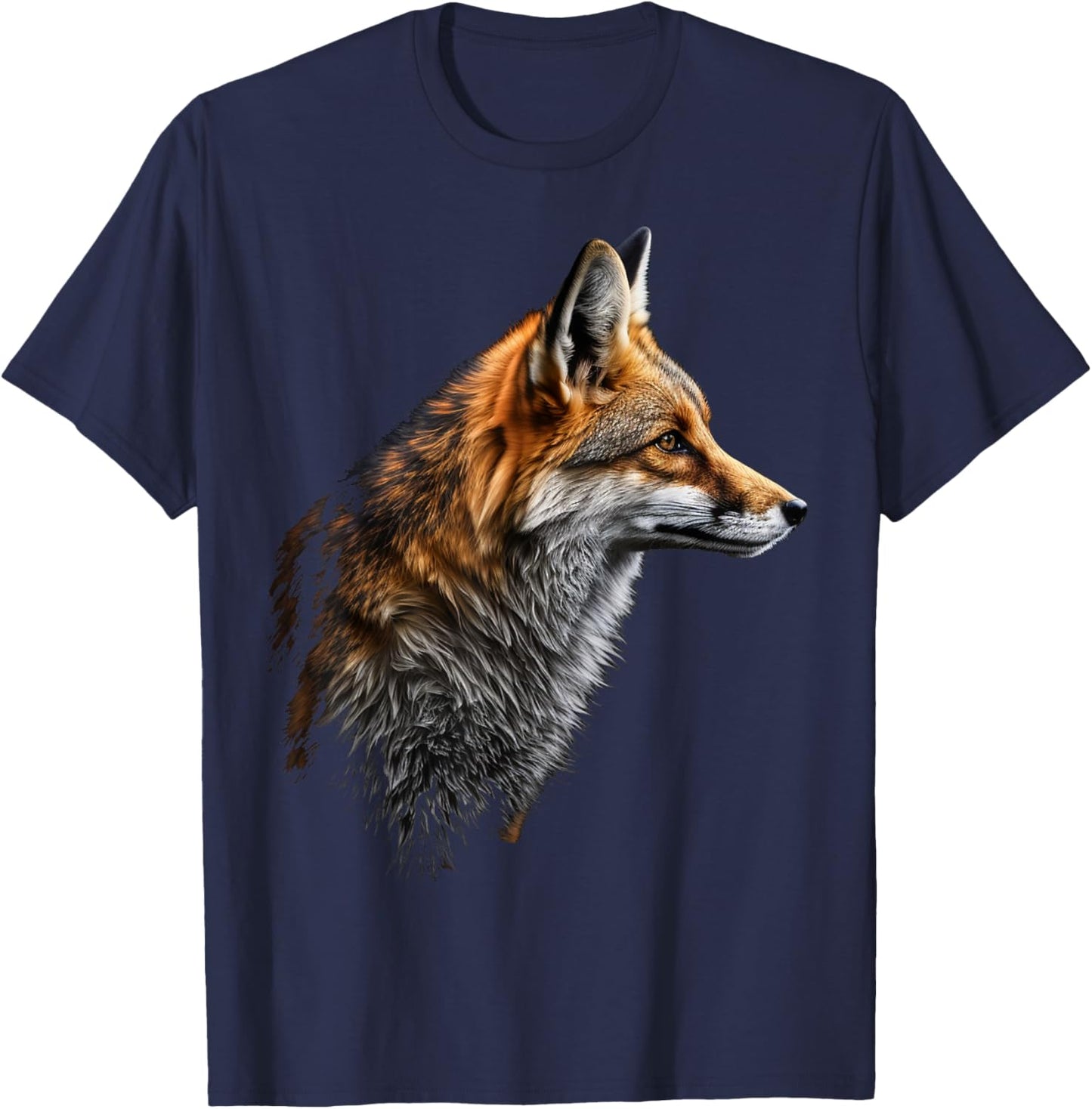 Fox Art Animal Lovers Motif , black T-Shirt - T-Shirt | Navy