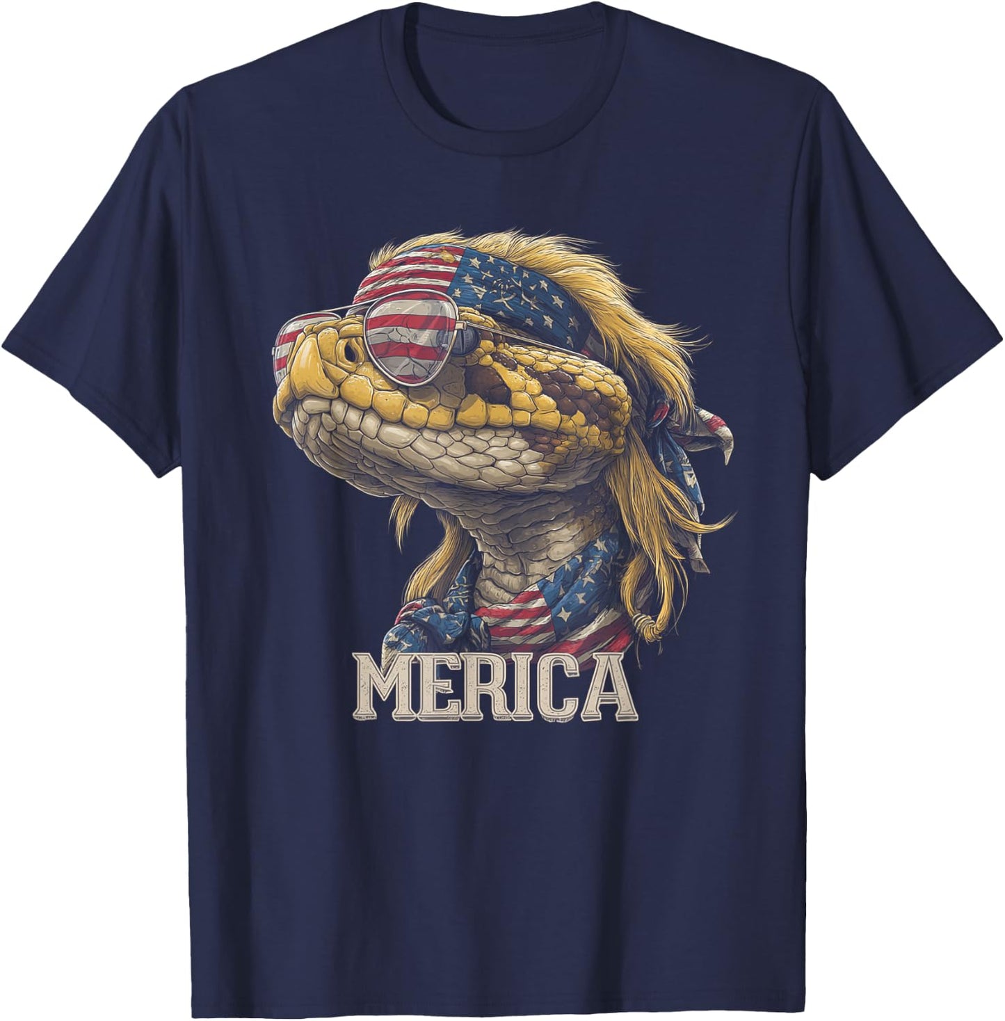 Rattlesnake Snake - Patriotic 4th of July American Flag T-Shirt - T-Shirt | Navy