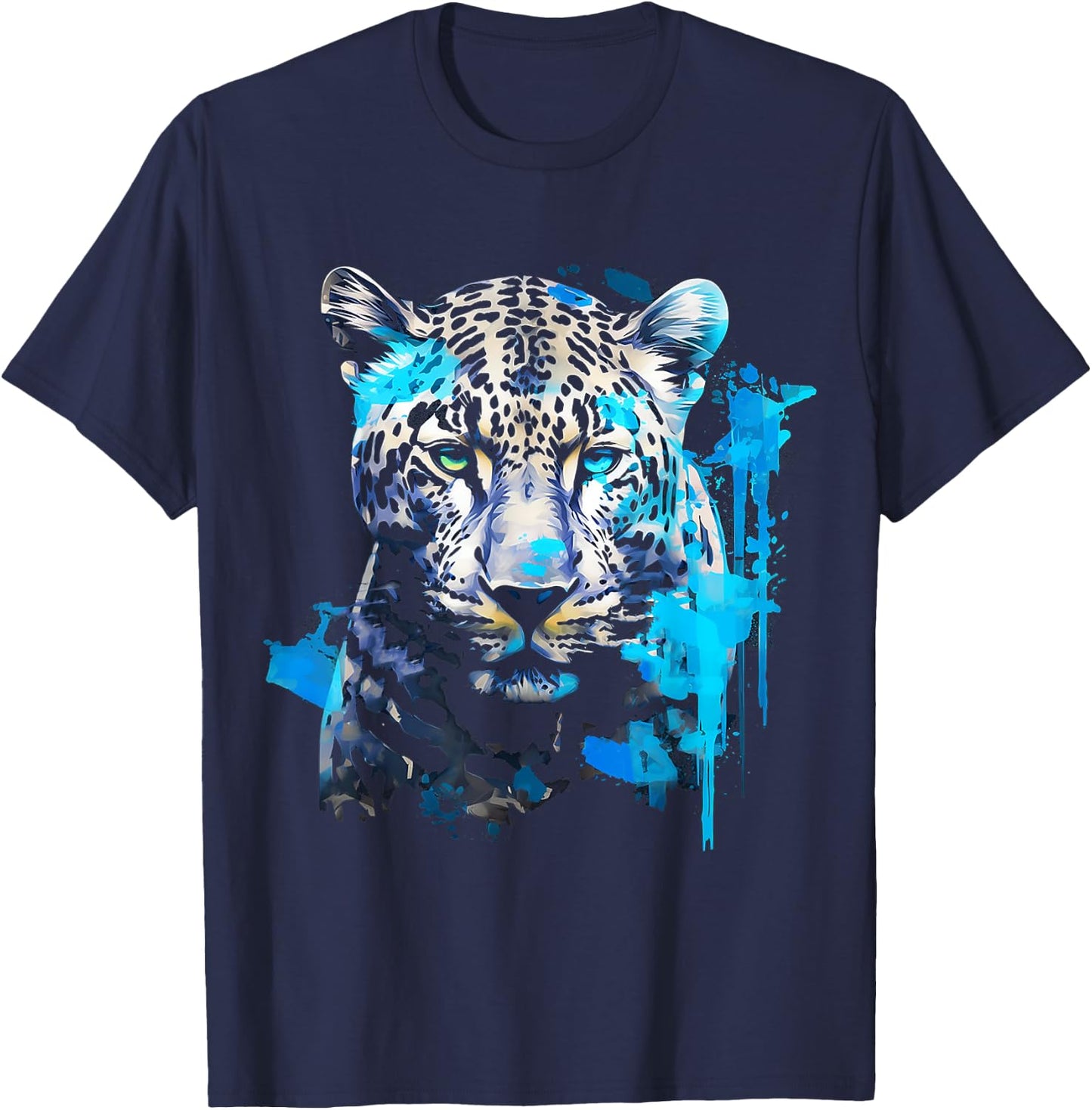 Leopard Abstract Animal Art Painting Graphic Leopard T-Shirt - T-Shirt | Navy