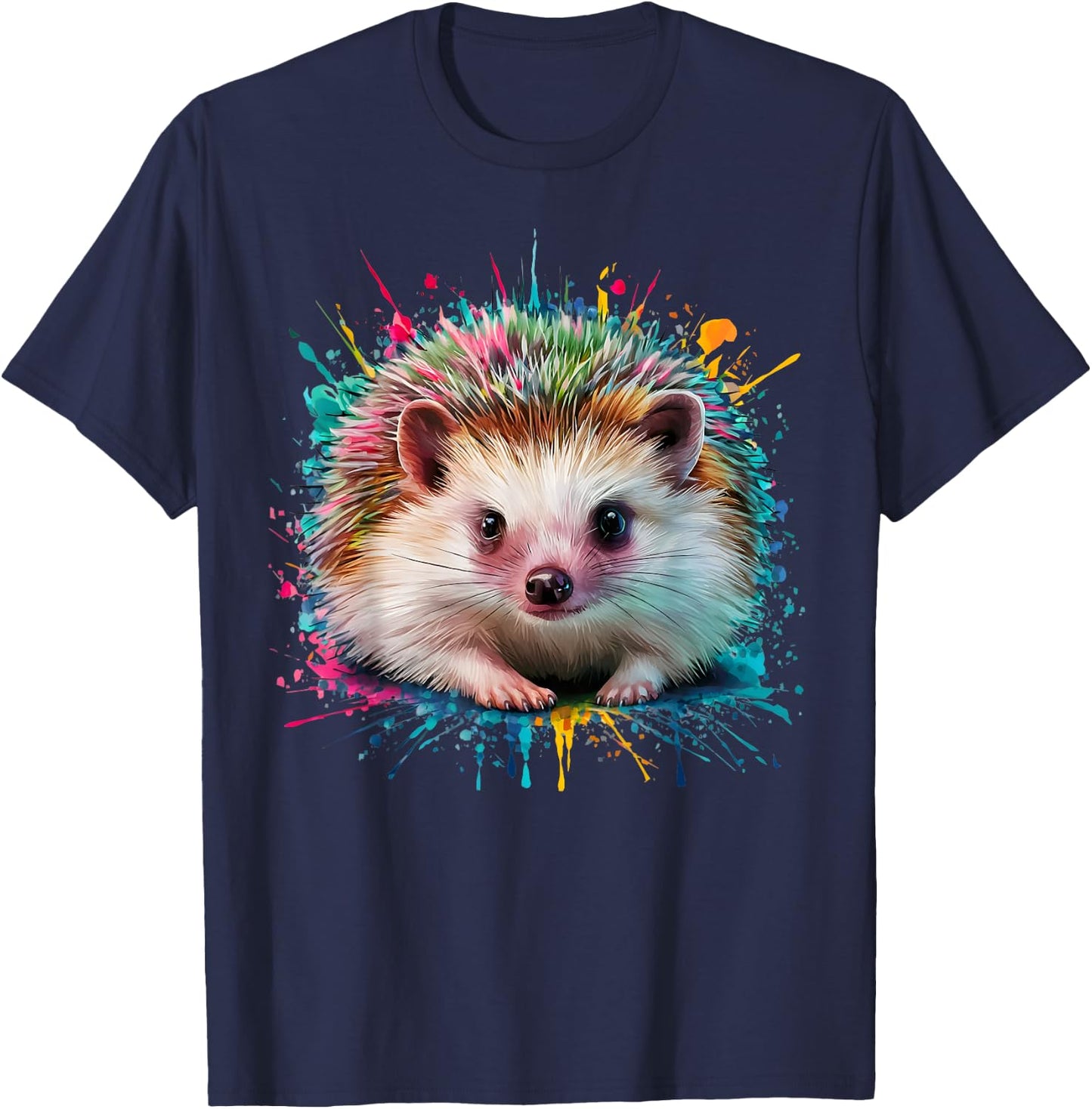 Hedgehog Men Woman Colorful Watercolor Hedgehog T-Shirt - T-Shirt | Navy