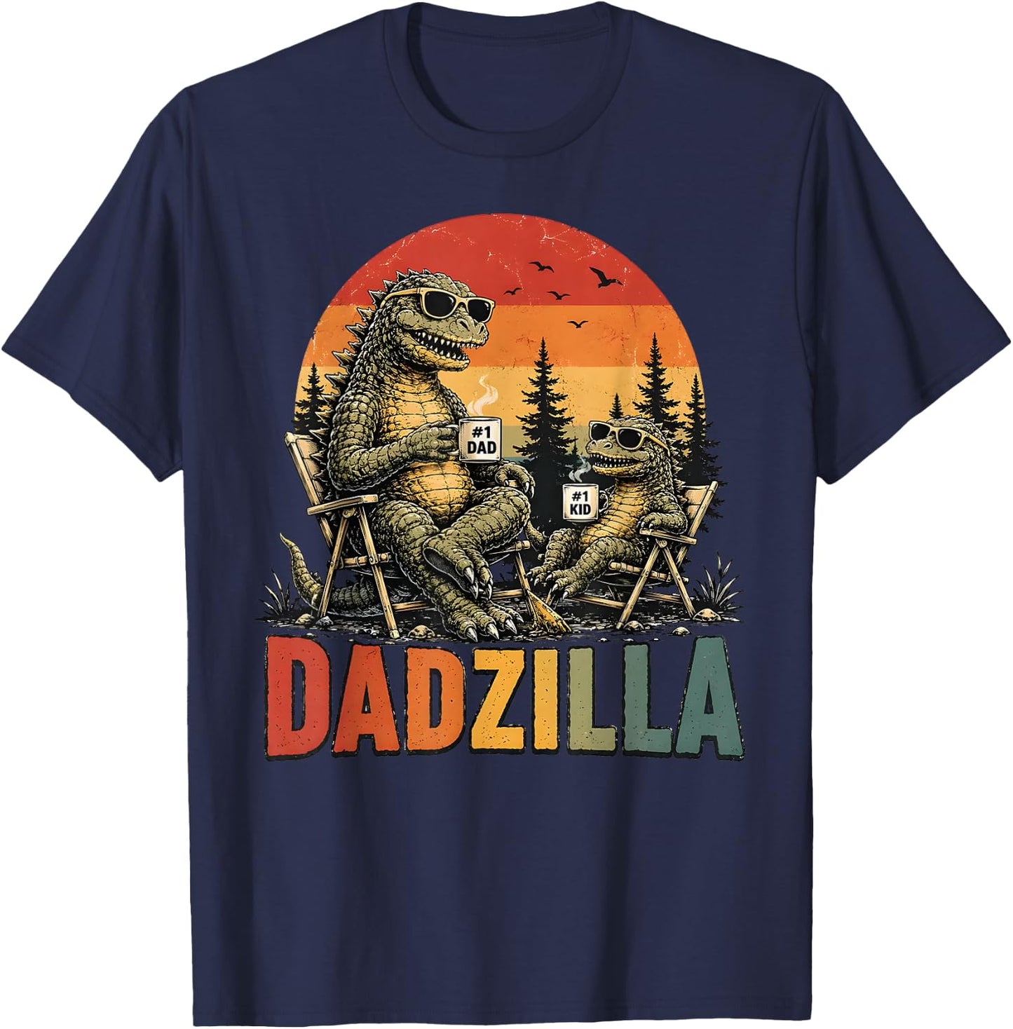 Vintage Dadzilla Father of The Fist Bump Dad Son Daughter T-Shirt - T-Shirt | Navy
