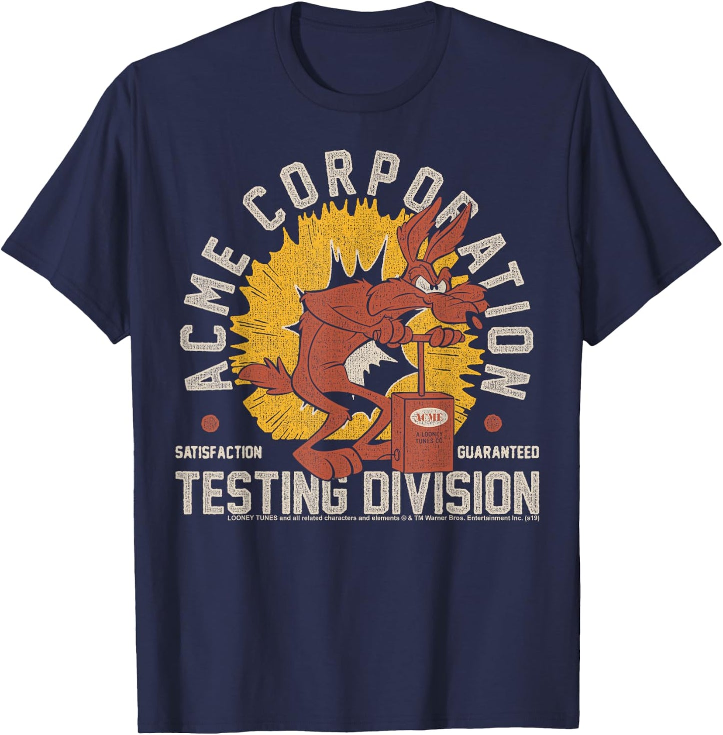 Looney Tunes Wile E. Coyote Acme Corporation Testing Small T-Shirt - T-Shirt | Navy