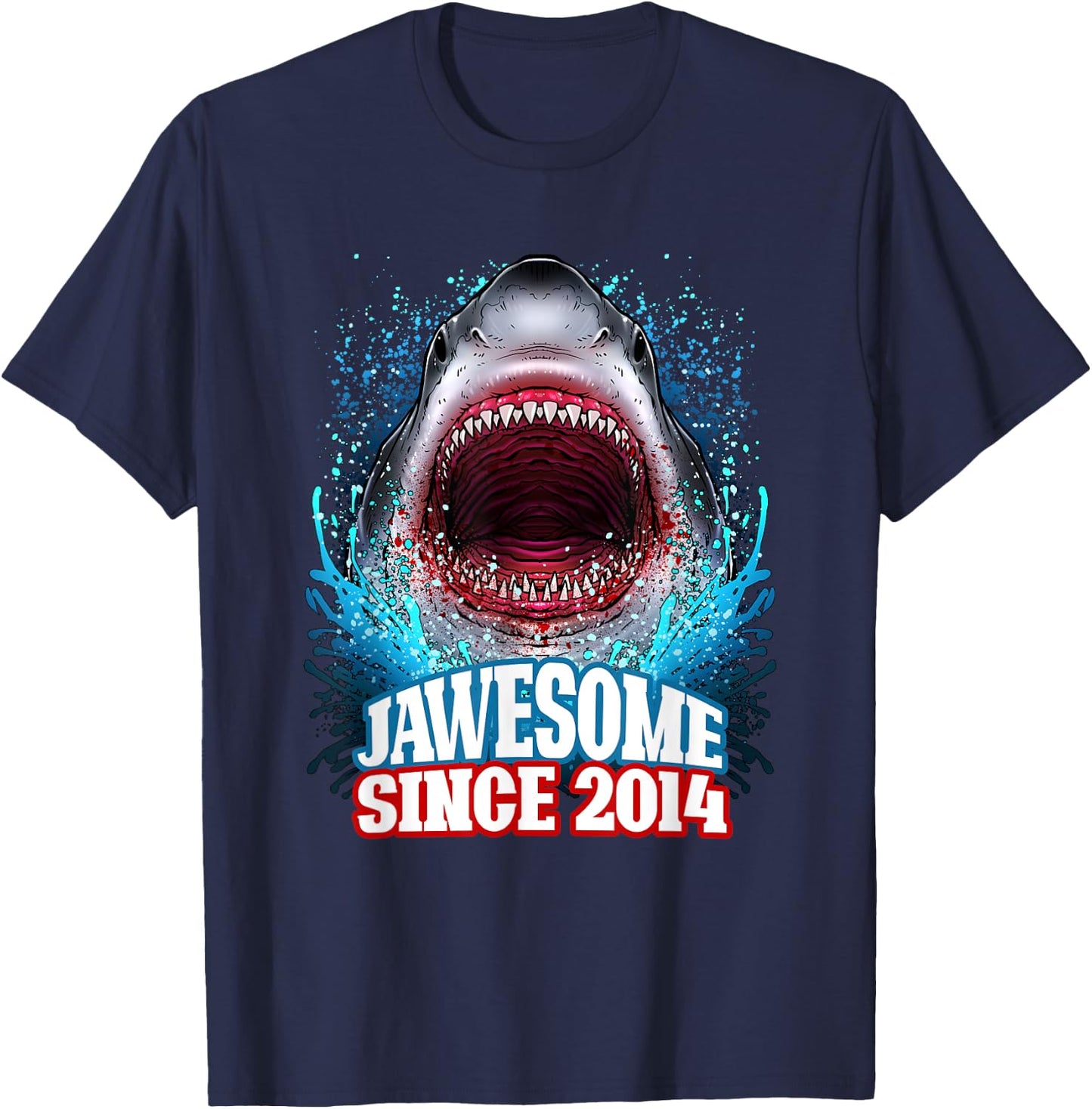 11th Birthday Jawesome Since 2014 Shark 11 Years Old T-Shirt - T-Shirt | Navy