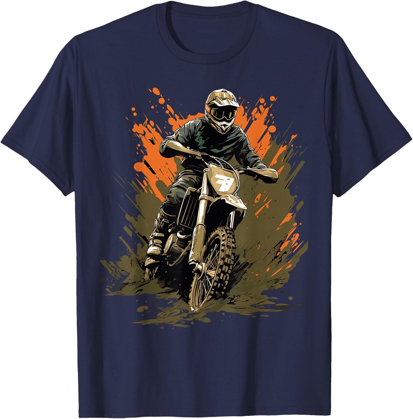 Dirt Bike Camouflage Motocross Motorcycle Design for Boys T-Shirt - T-Shirt | Navy