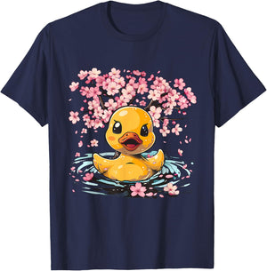 Rubber Duck Sakura Flower Japanese Art Rubber Duck Lover T-Shirt - T-Shirt | Navy