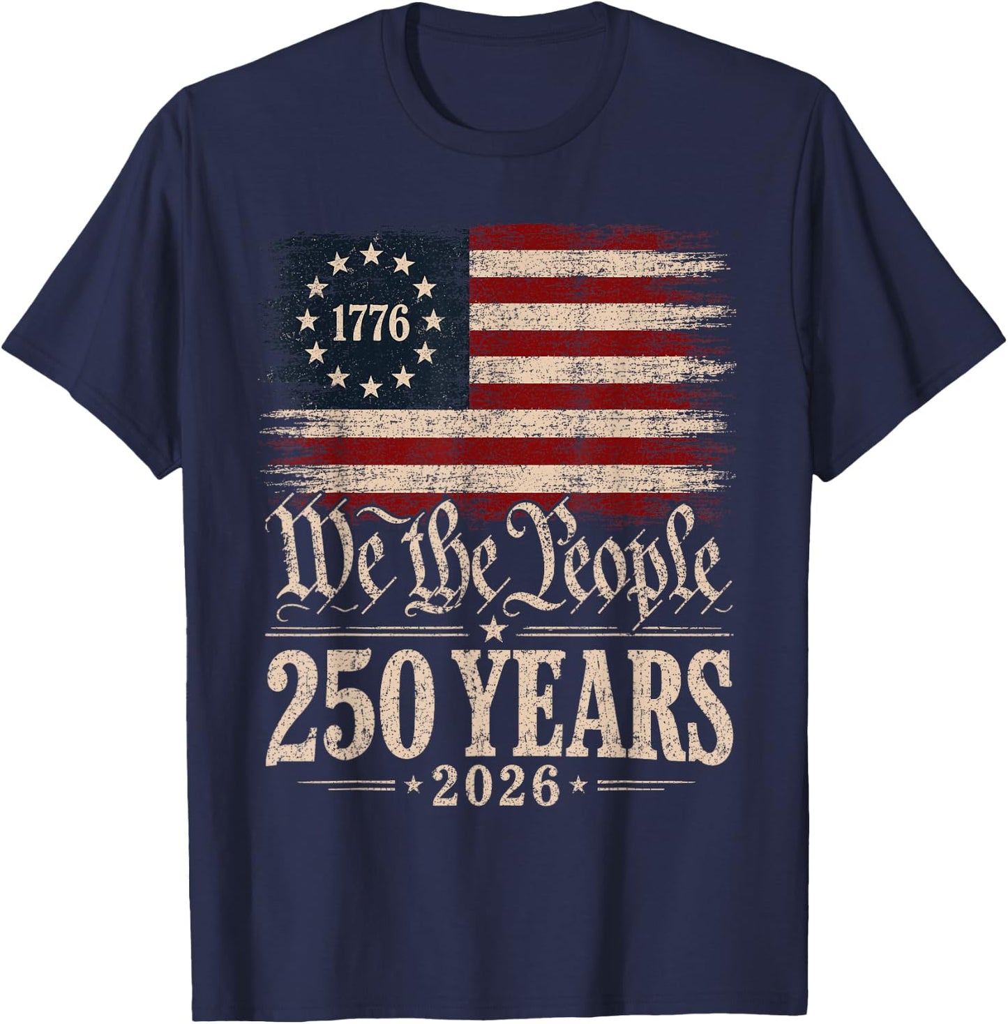 250 Years America Patriotic 4th of July 250 Anniversary USA T-Shirt - T-Shirt | Navy
