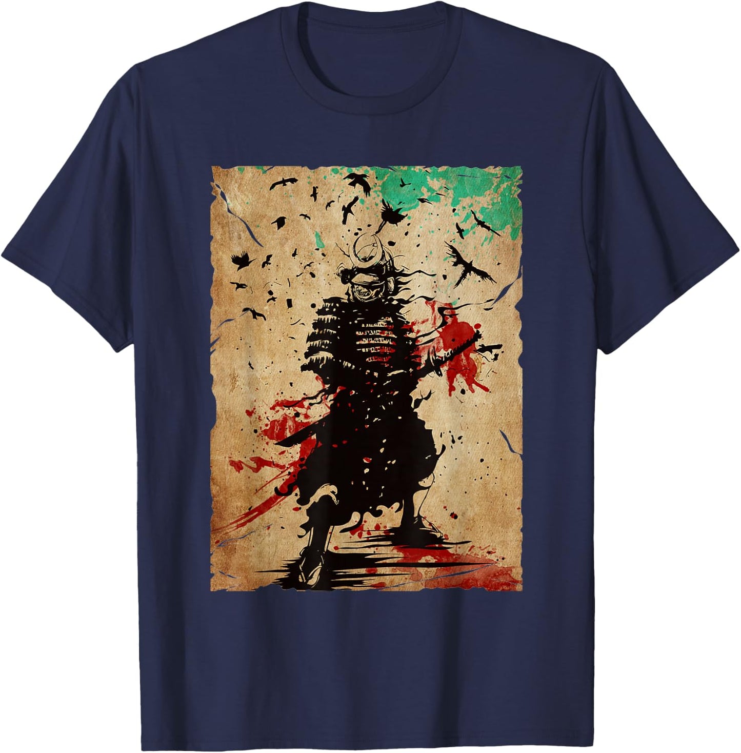 Japanese Vintage Samurai Fighter Retro Art Design T-Shirt - T-Shirt | Navy