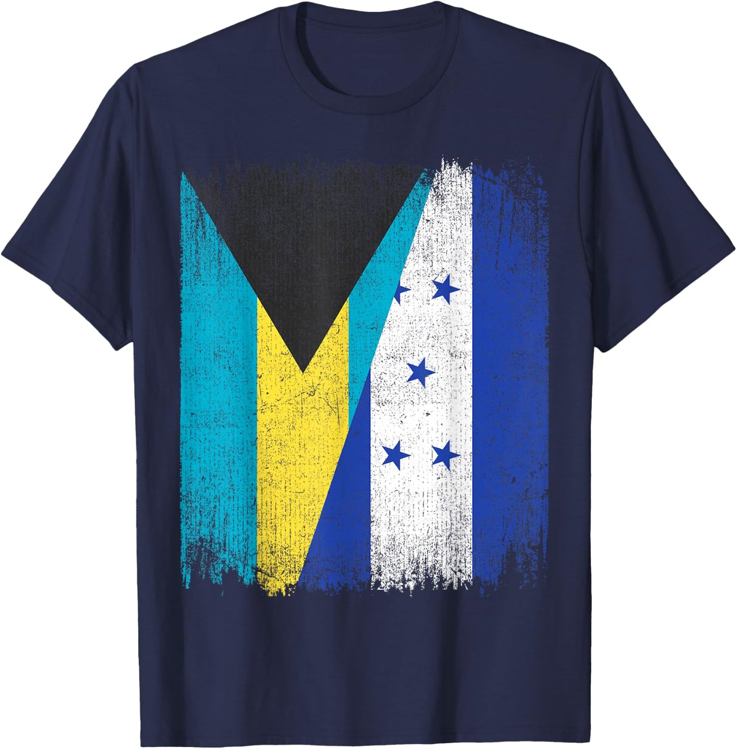 Half Bahamas Honduras Split Flag Bahamian Pride Roots T-Shirt - T-Shirt | Navy