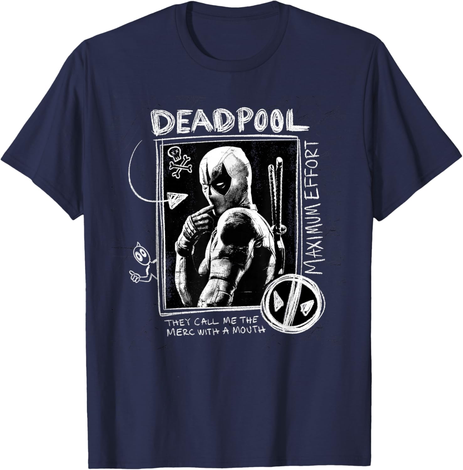 Marvel Studios Deadpool & Wolverine Maximum Effort Chalk Art T-Shirt - T-Shirt | Navy