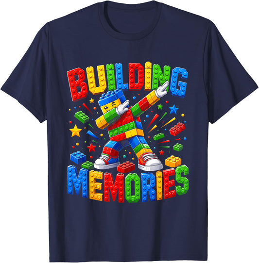 Building Memories Master Builder Dabbing Bricks Toys Blocks T-Shirt - T-Shirt | Navy
