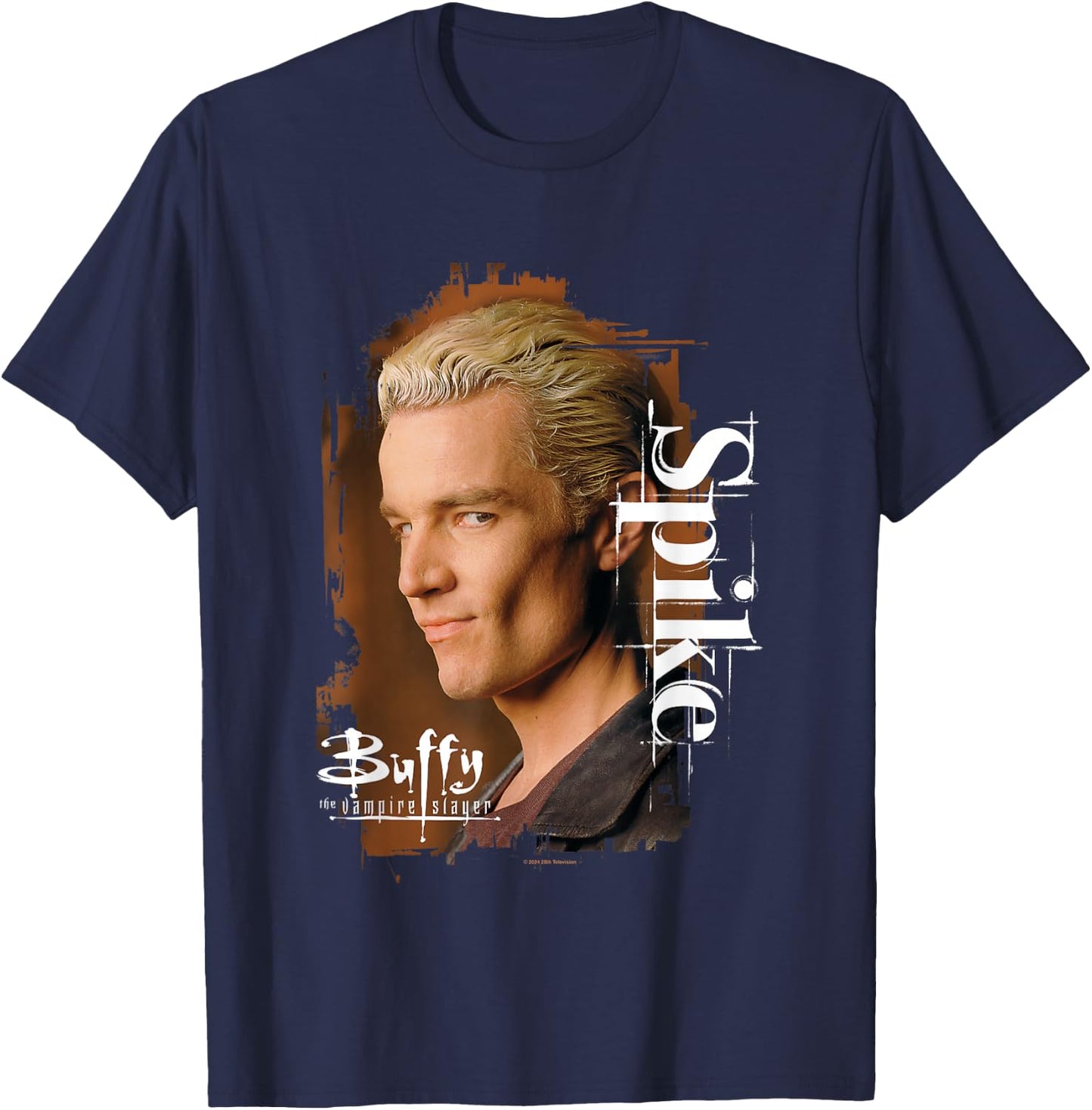 Buffy The Vampire Slayer Spike Face Closeup Vintage Poster , black T-Shirt - T-Shirt | Navy