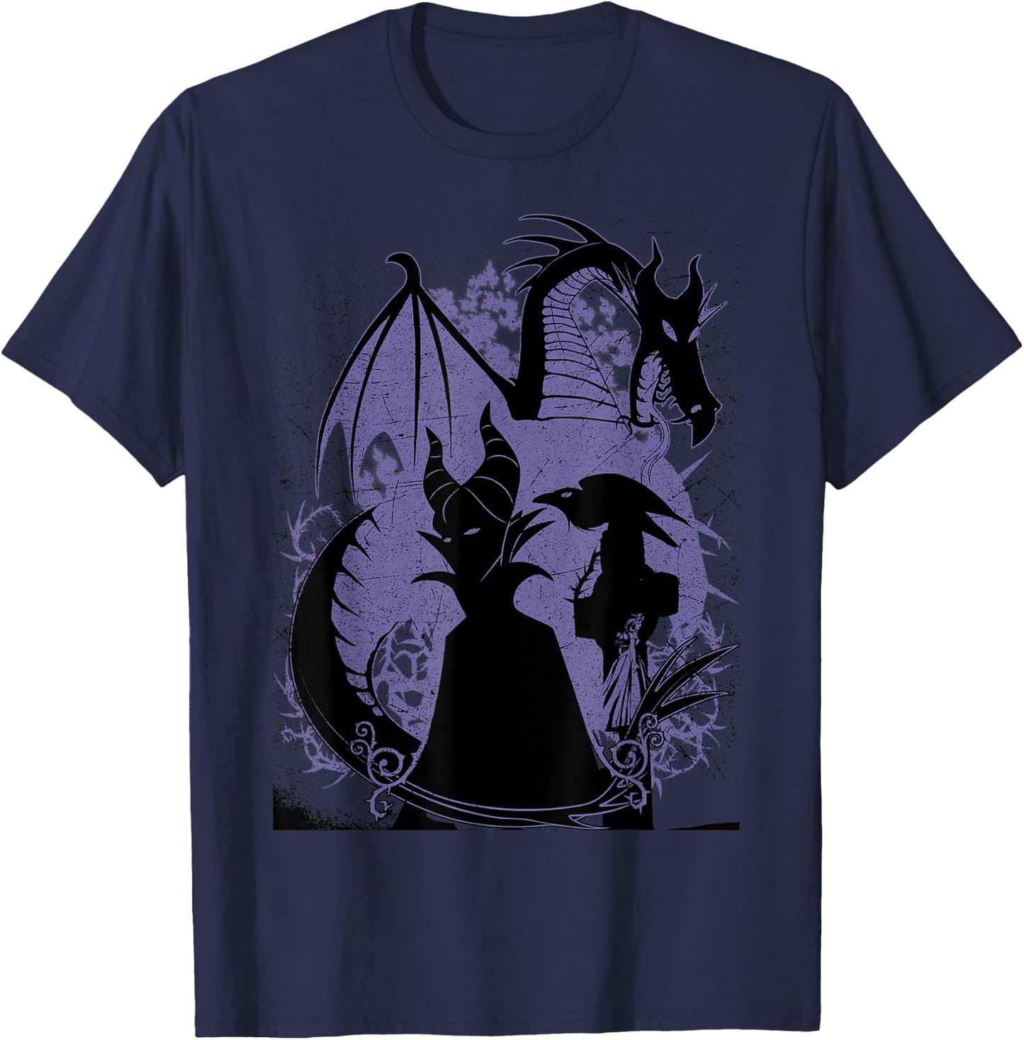 Disney Sleeping Beauty Maleficent Dragon Silhouette T-Shirt - T-Shirt | Navy