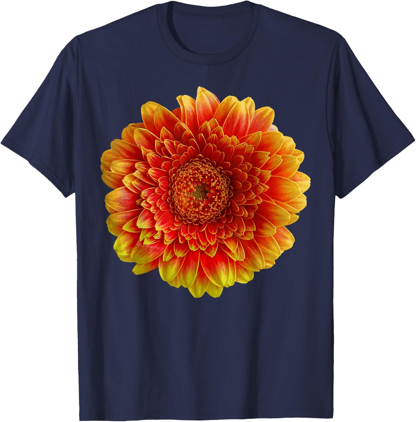Red Orange Yellow Gerber Daisy Flower Blossom Gardener T-Shirt - T-Shirt | Navy