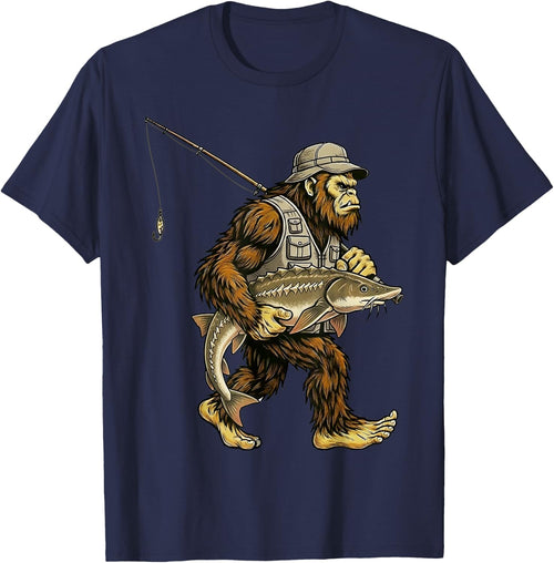 Sturgeon Bigfoot Fisherman River Fishing Sasquatch