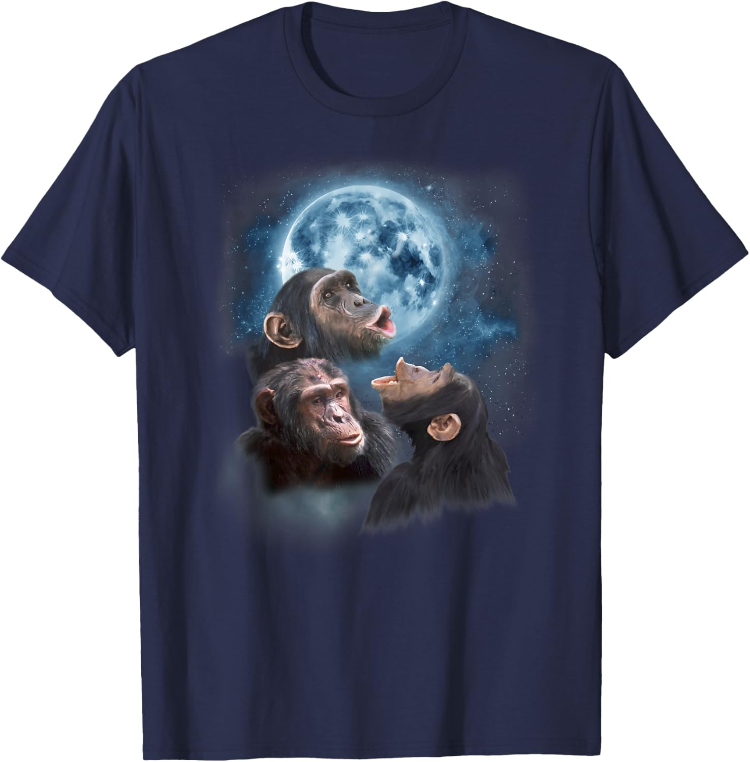 Howling at the Moon Shirt - Funny Chimpanzee Shirt - Chimp T-Shirt - T-Shirt | Navy