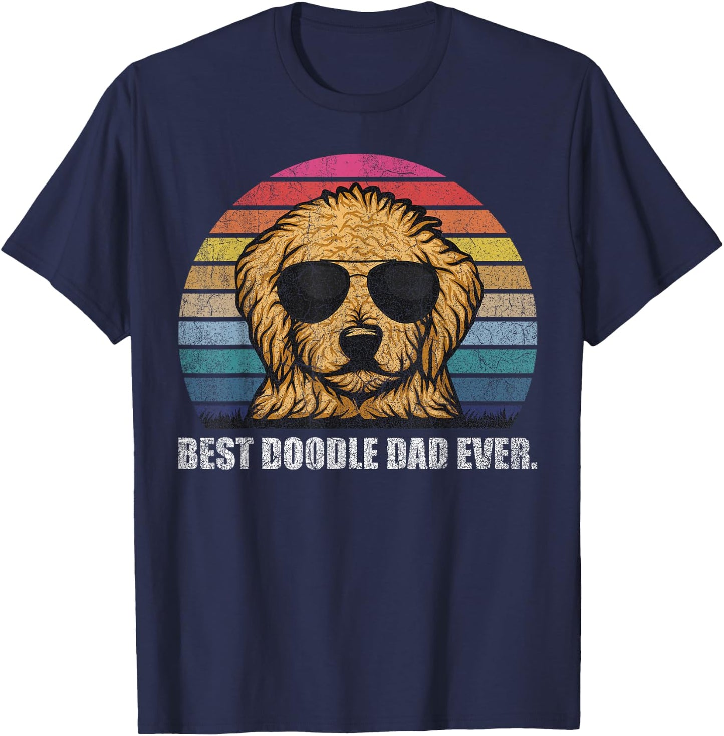 Best Doodle Dad Ever Shirt Vintage Retro Goldendoodle Dad T-Shirt - T-Shirt | Navy