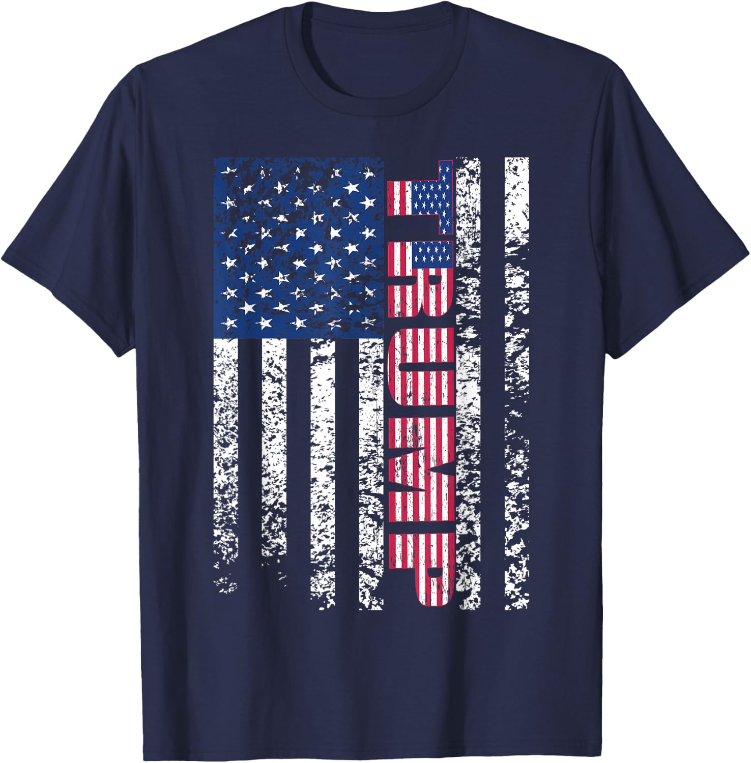 Trump Vintage Retro Distressed USA Flag American trump flags T-Shirt - T-Shirt | Navy