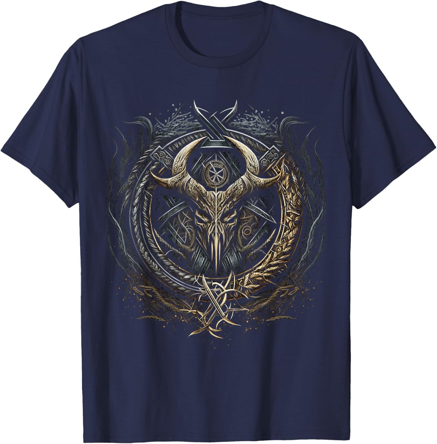 Horn of Odin Northman Valhalla Norse Mythology T-Shirt - T-Shirt | Navy