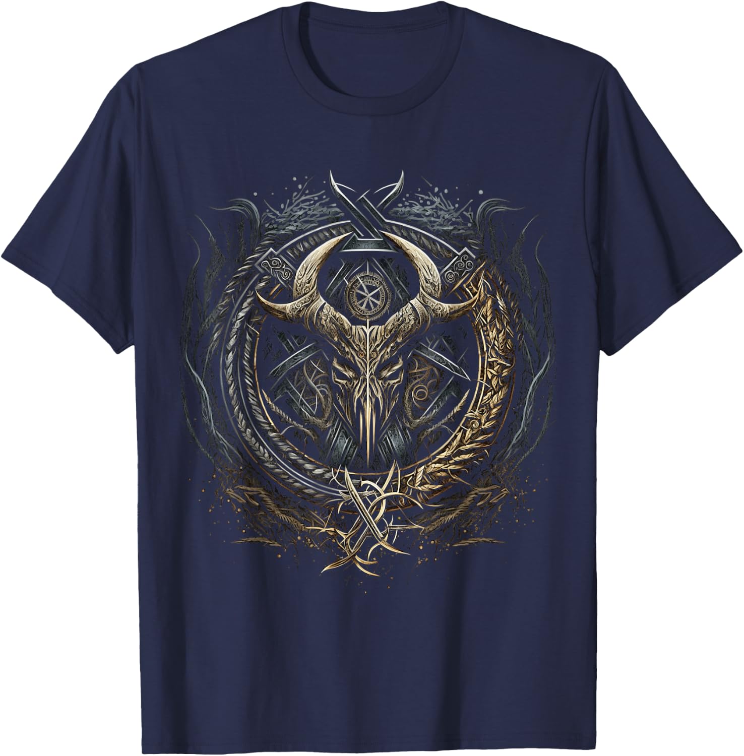 Horn of Odin Northman Valhalla Norse Mythology T-Shirt - T-Shirt | Navy