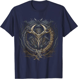 Horn of Odin Northman Valhalla Norse Mythology T-Shirt - T-Shirt | Navy