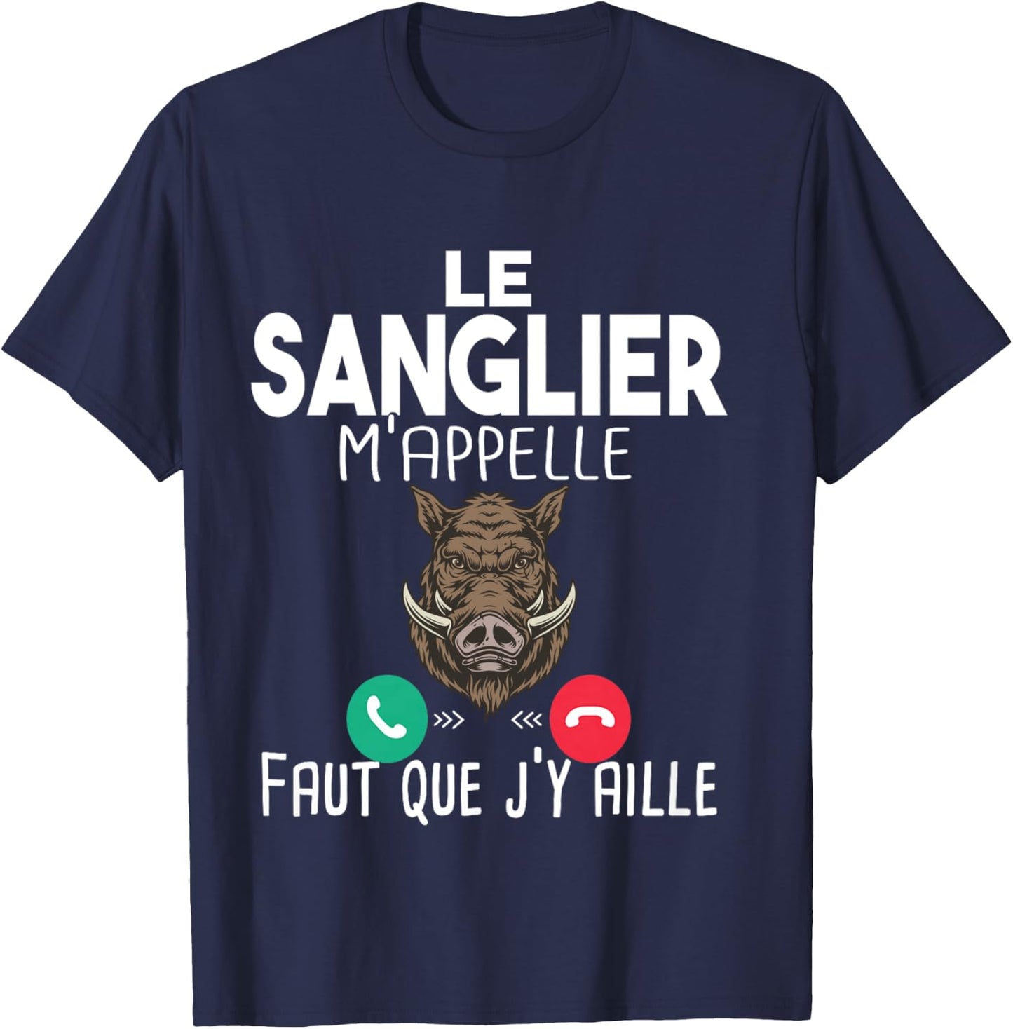 Boar Hunting Hunting Man Gift Humour Rifle Call Long Handle T-Shirt - T-Shirt | Navy