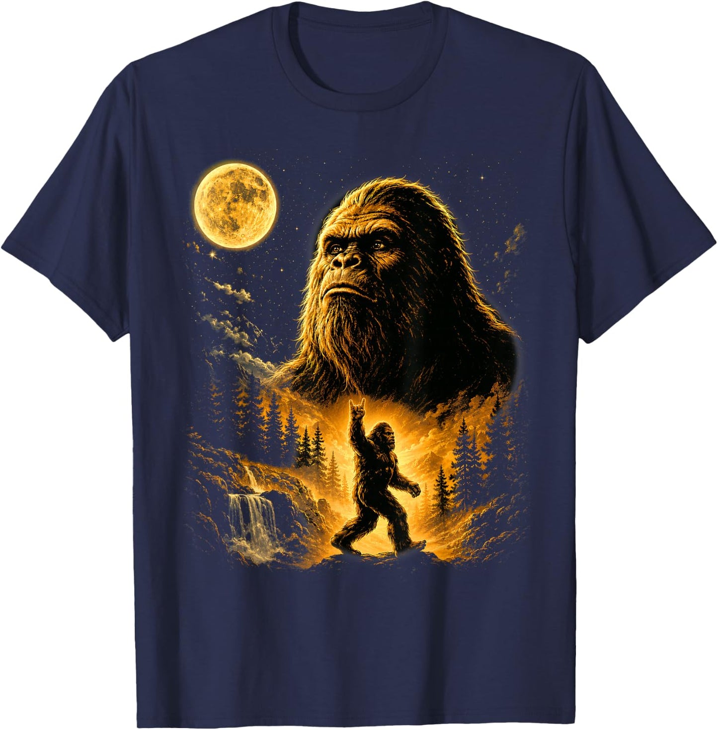 Bigfoot Howling to The Moon Meme Sasquatch Gifts T-Shirt - T-Shirt | Navy