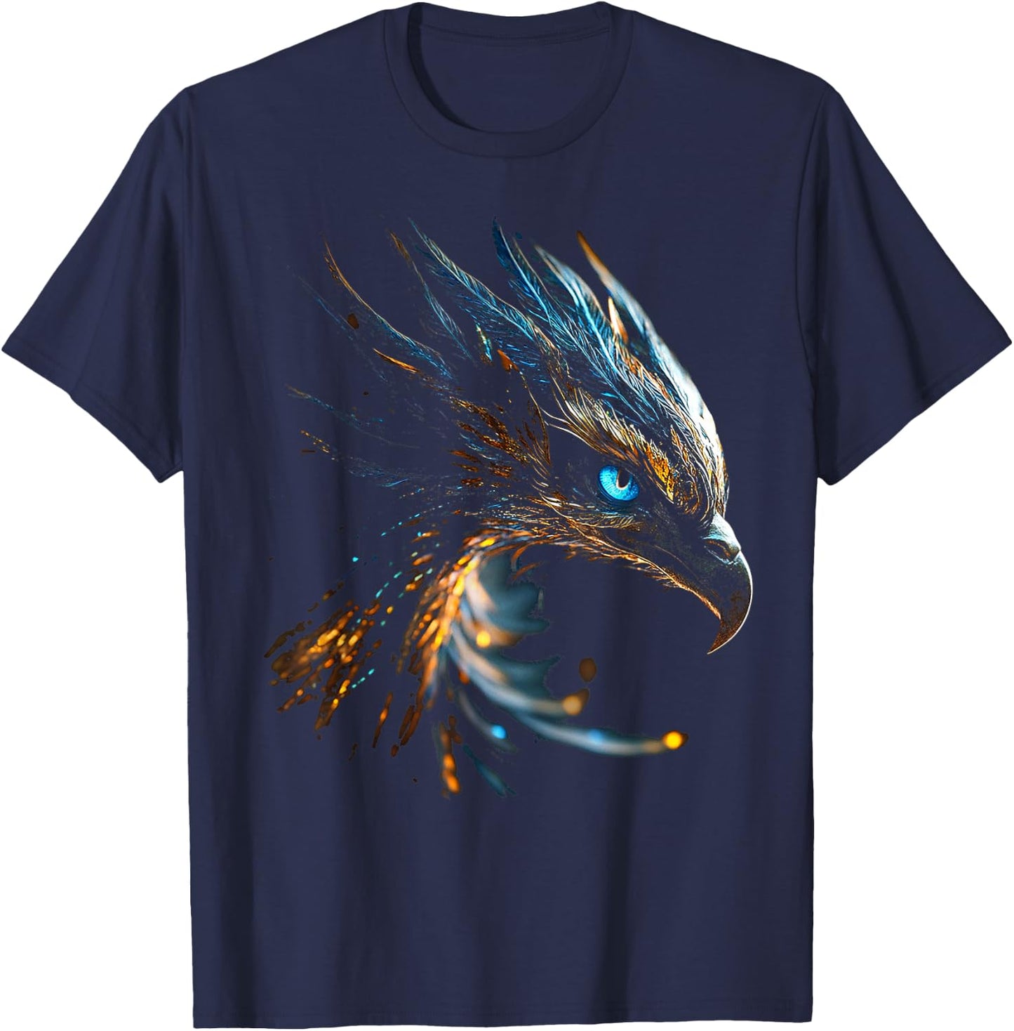 Phoenix Mythical Motif Fantasy Art Blue Eyes Phoenix , black T-Shirt - T-Shirt | Navy