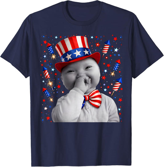 Funny Niche Ai Baby Meme 4th July Party 250 Anniversary USA T-Shirt - T-Shirt | Navy