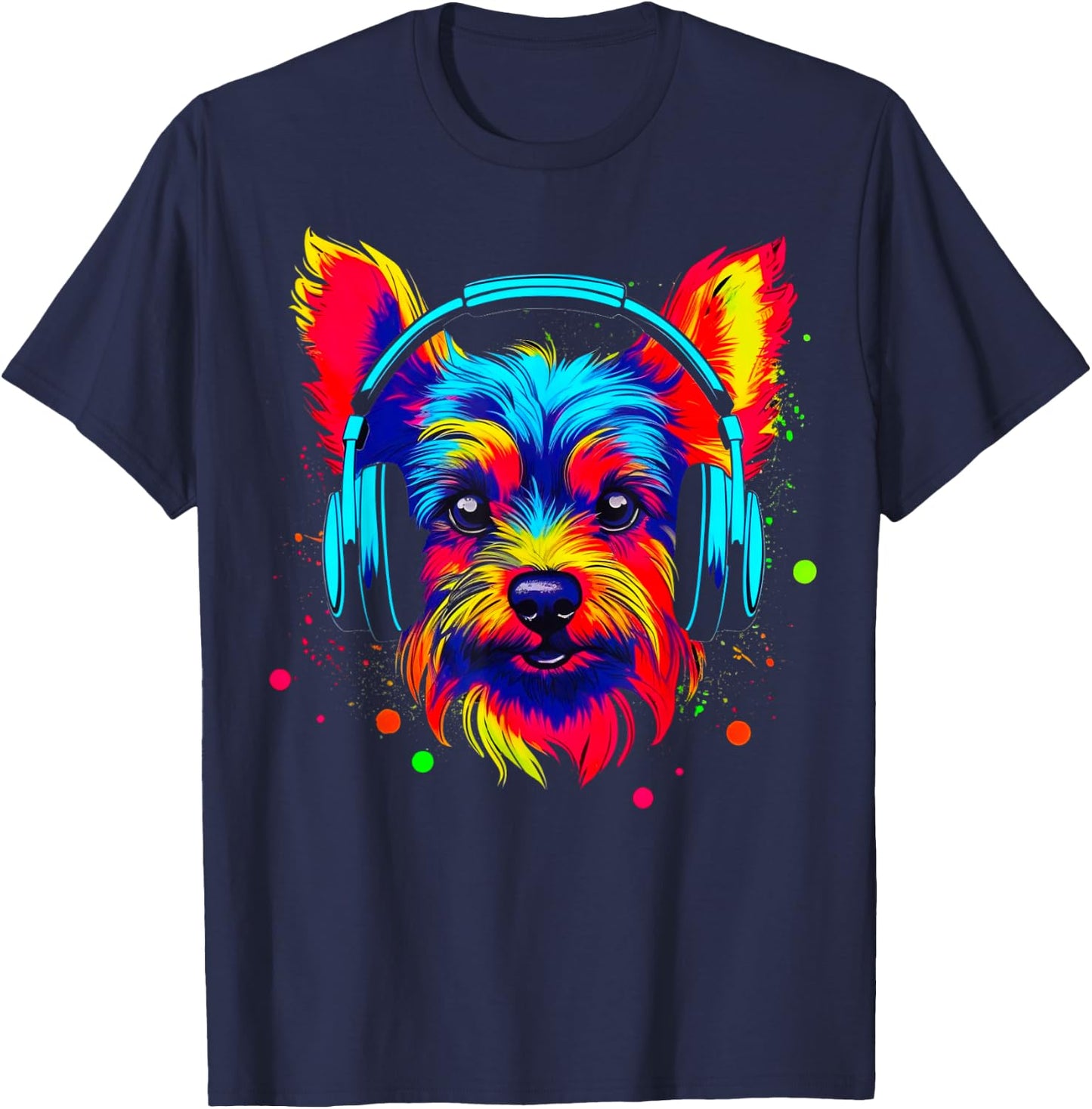 Yorkie Dog Yorkshire Terrier DJ T-Shirt - T-Shirt | Navy
