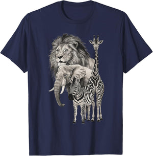 Afrika Motiv, Löwe, Elefant, Giraffe, Zebra Fans Afrikaliebe , black T-Shirt - T-Shirt | Navy