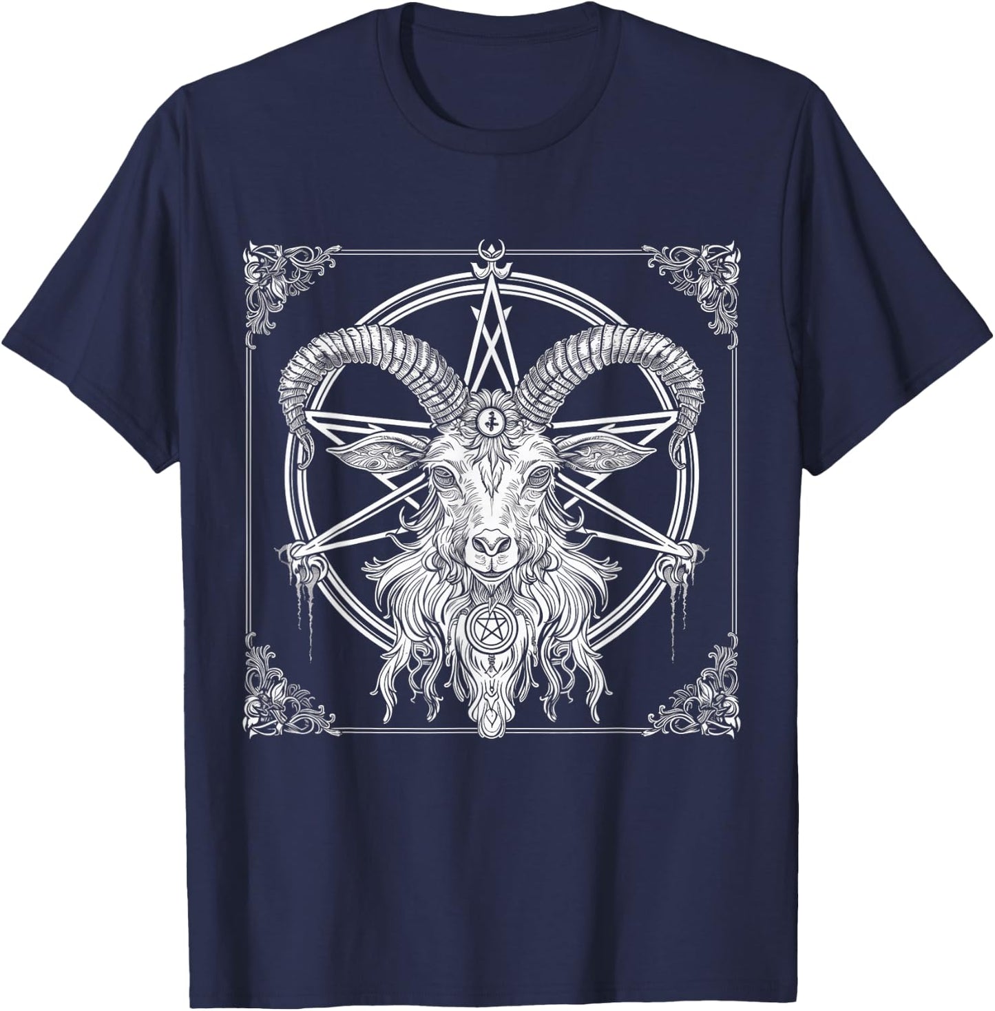 Baphomet Goat Satanist Halloween Metal Head Satanism T-Shirt - T-Shirt | Navy
