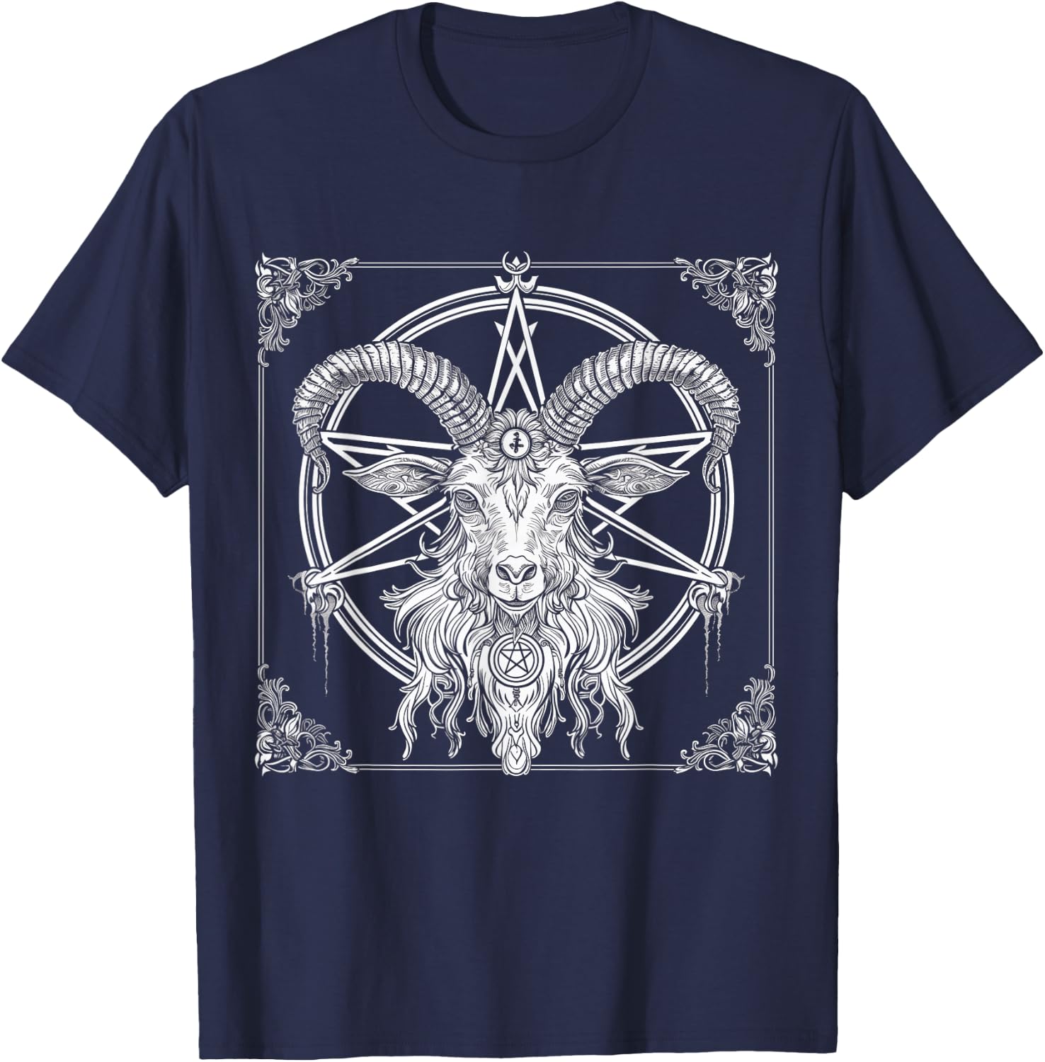 Baphomet Goat Satanist Halloween Metal Head Satanism T-Shirt - T-Shirt | Navy