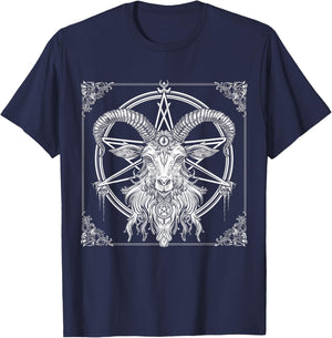 Baphomet Goat Satanist Halloween Metal Head Satanism T-Shirt - T-Shirt | Navy