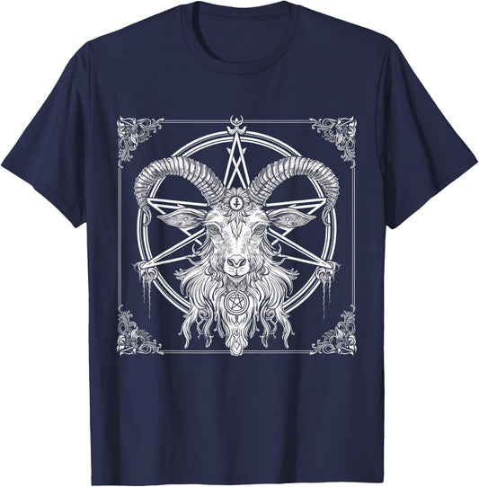 Baphomet Goat Satanist Halloween Metal Head Satanism T-Shirt - T-Shirt | Navy