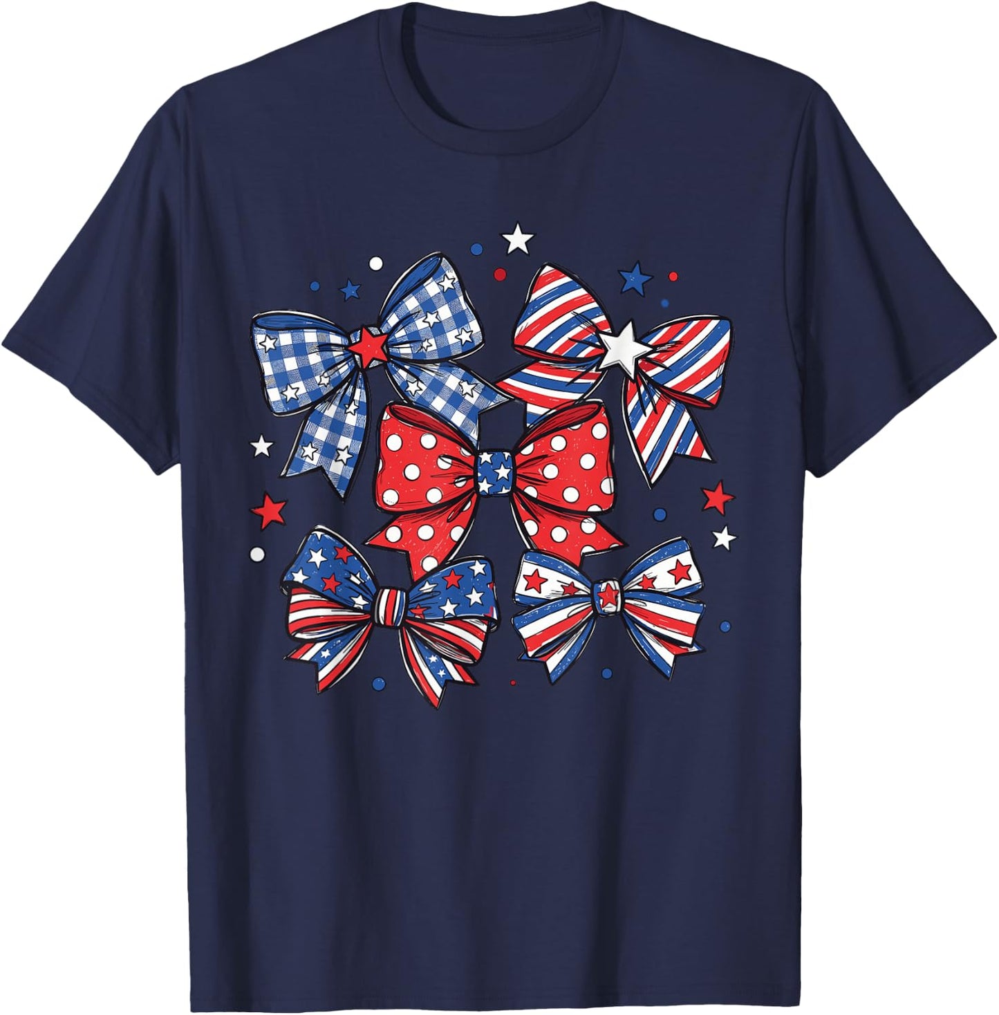 Red White and Blue Patriotic Shirts , USA Flag Bows T-Shirt - T-Shirt | Navy