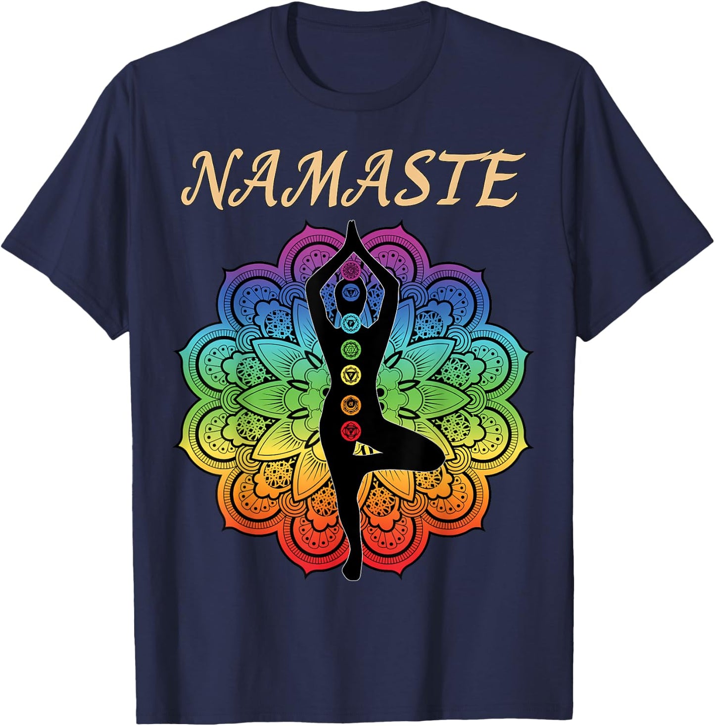 7 Chakra Namaste Reiki Kundalini Yoga T-Shirt - T-Shirt | Navy