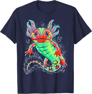 Axolotl Art Aztec Mexican Salamander Mexico Cinco De Mayo T-Shirt - T-Shirt | Navy