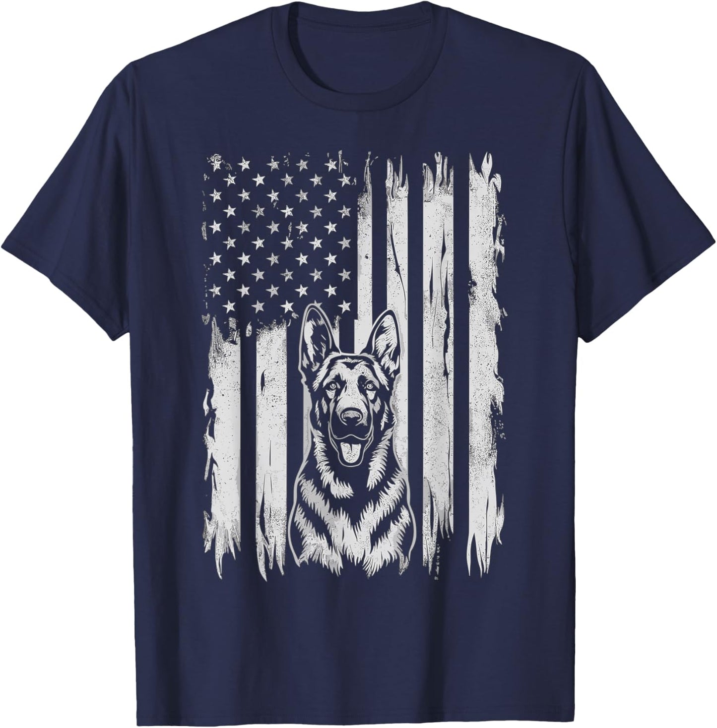 Patriotic German Shepherd 4th Of July Shepherd T-Shirt - T-Shirt | Navy