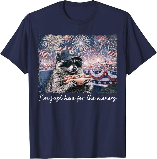 Funny Raccoon I'm Just Here for The Wieners Women T-Shirt - T-Shirt | Navy