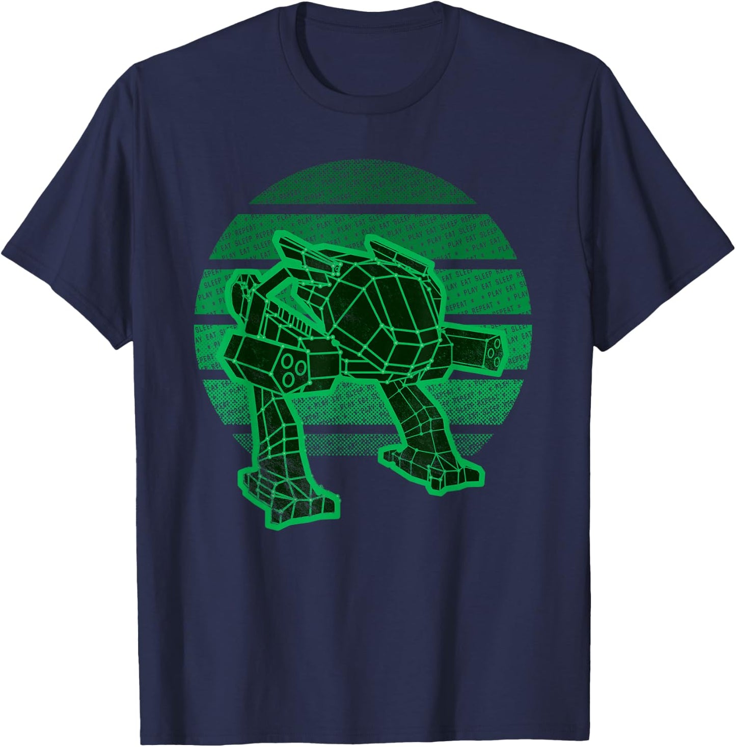 Mecha Shirt Battle Robot Combat Mech Walker Retro Gamer T-Shirt - T-Shirt | Navy