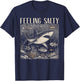 Feeling Salty Shark Ocean Vintage Marine Life Beach Lovers T-Shirt - T-Shirt | Navy