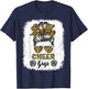 Cheer Gigi Leopard Messy Bun Cheerleader Bleached T-Shirt - T-Shirt | Navy