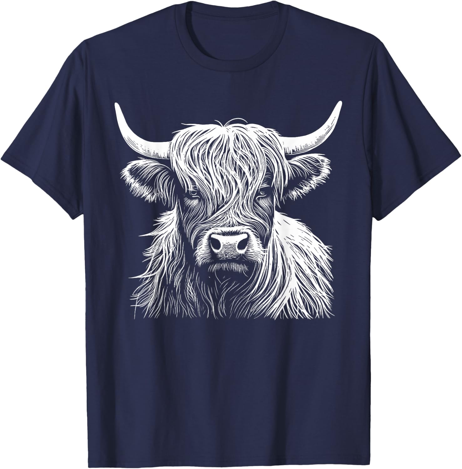 Highland Cow Scotland Scottish Fluffy Cow Cute Highland Coo T-Shirt - T-Shirt | Navy