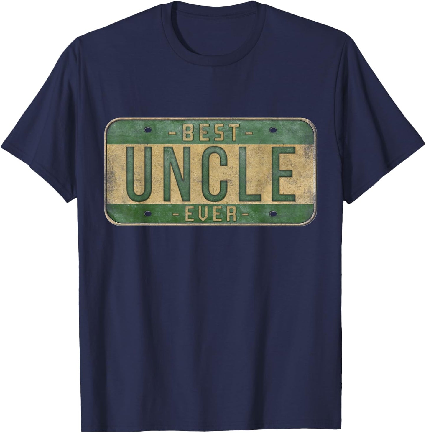 Best Uncle Ever Vintage Car Plate Father's Day Brother T-Shirt - T-Shirt | Navy
