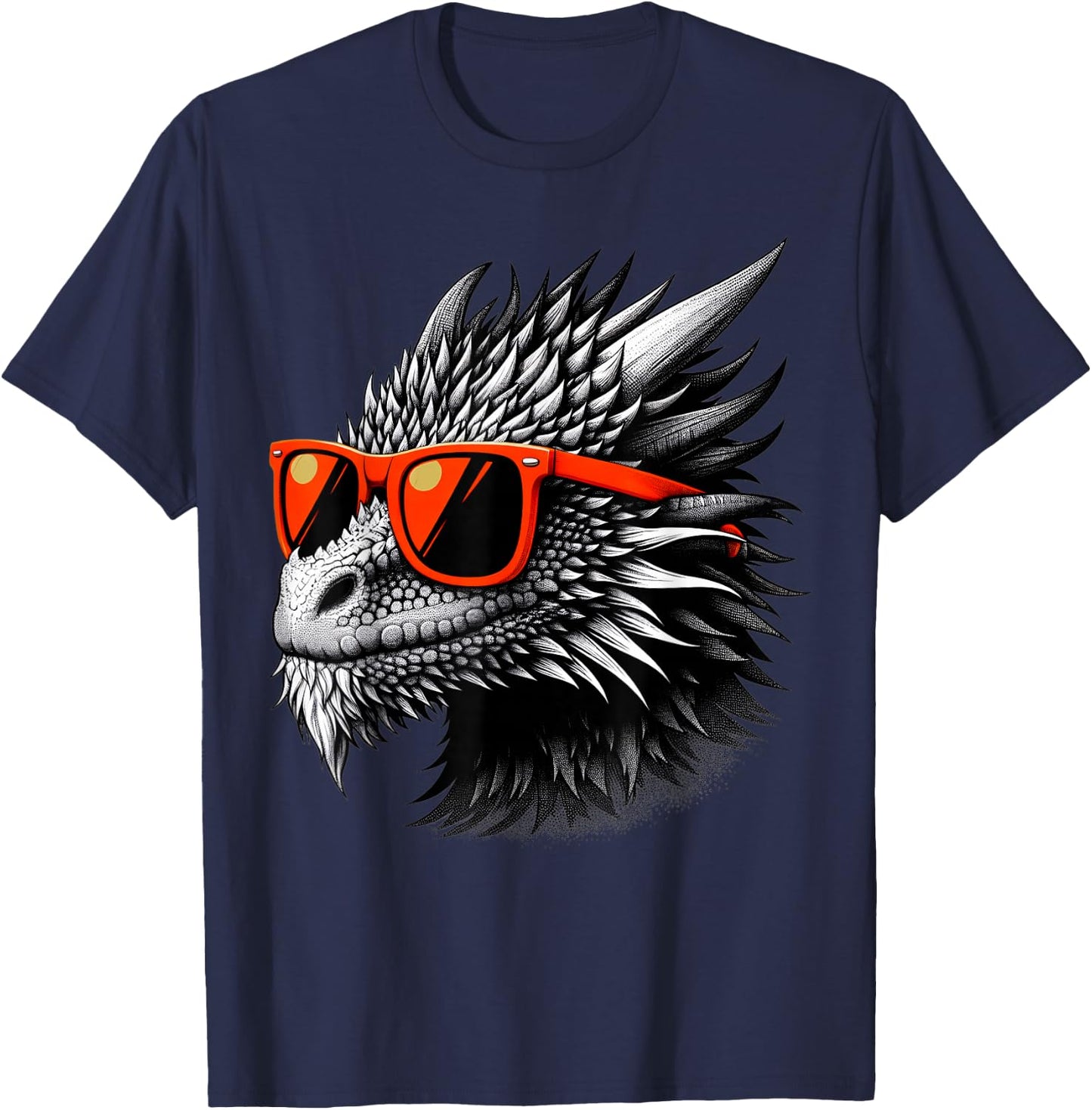 Cool Dragon Wearing Sunglasses Graphic Art T-Shirt - T-Shirt | Navy