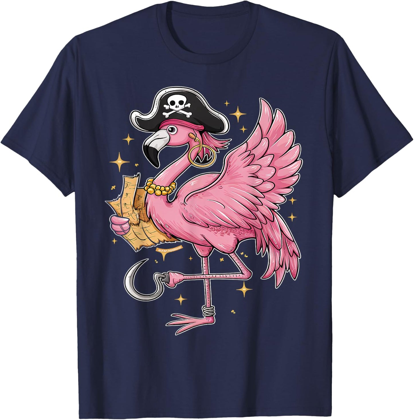 Pirate Pink Flamingo Halloween Party Girls women T-Shirt - T-Shirt | Navy