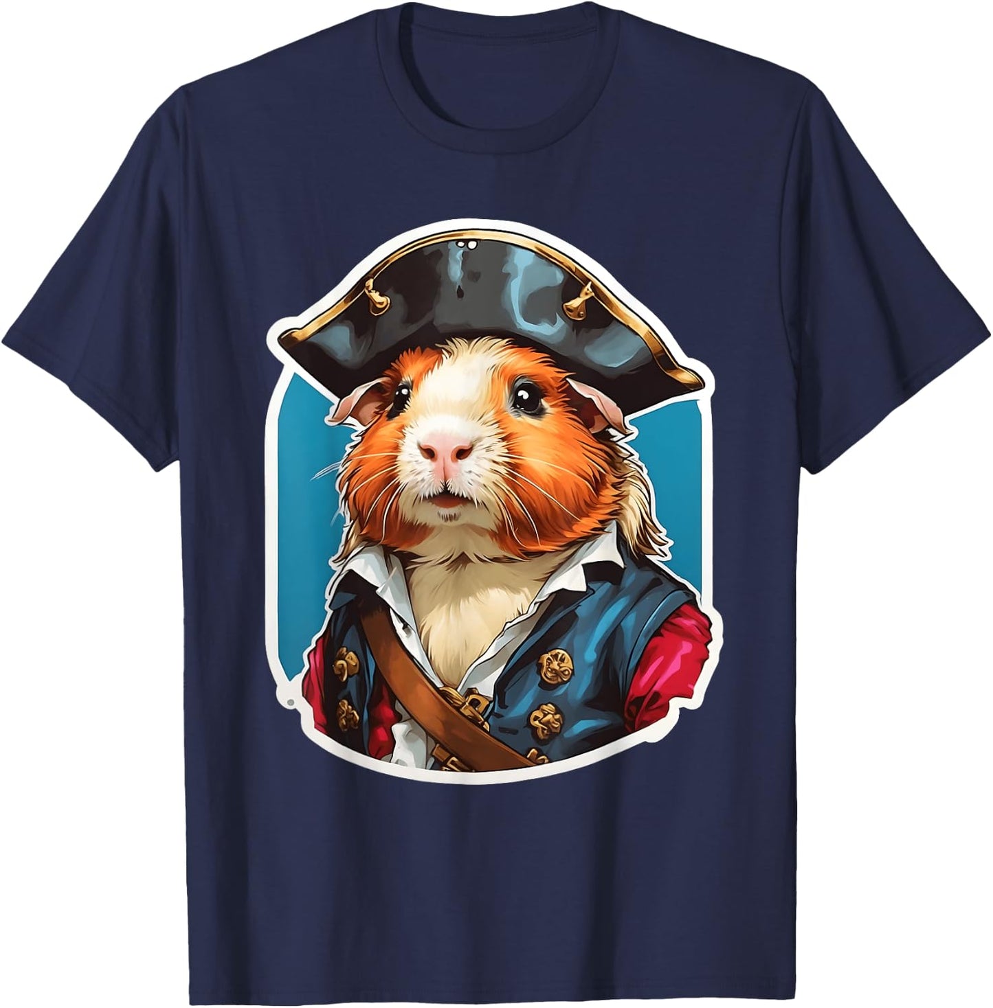 Guinea Pig Pirate Design - Adorable Pet in Pirate Attire T-Shirt - T-Shirt | Navy