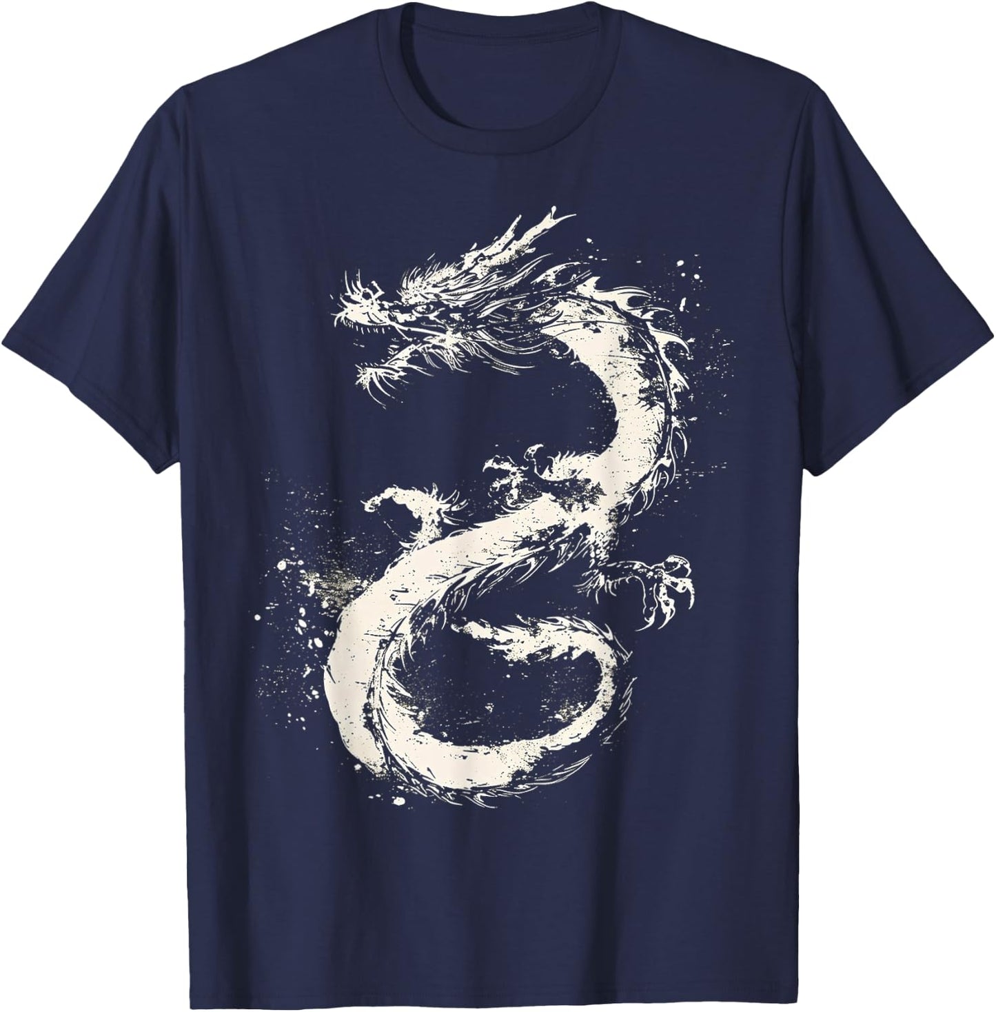 Dragon Drawing Painting Animal Art Graphic Dragon T-Shirt - T-Shirt | Navy