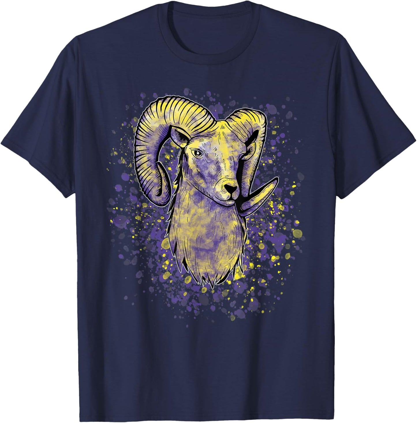 Widderkopf Astrologie Tierkreiszeichen Sternzeichen Widder T-Shirt - T-Shirt | Navy