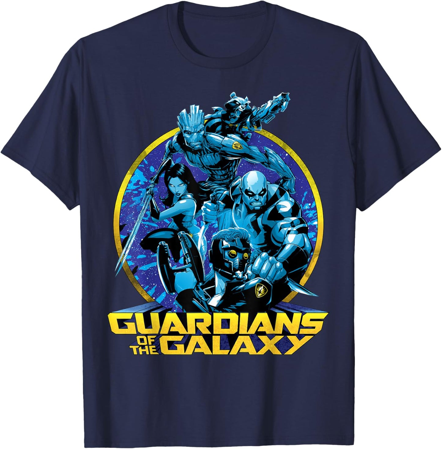 Marvel Guardians of the Galaxy Defend Graphic , Black, S T-Shirt - T-Shirt | Navy